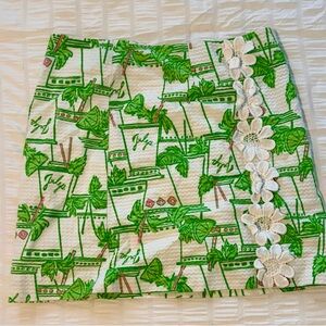 Lilly Pulitzer Green Floral Mini Skirt- Mint Julep Derby Print
